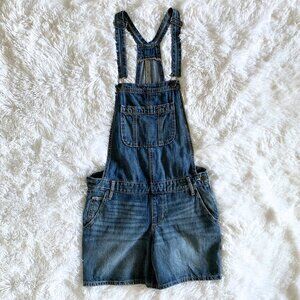 Denim Overall Shorts with Distressing – Size 4